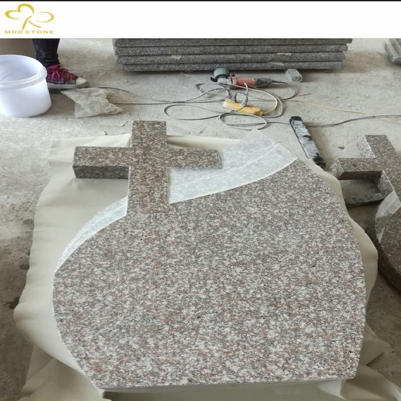 red granite headstone cross